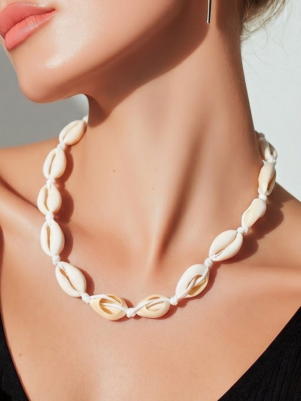 Cowrie Shell Choker Necklace Adjustable Coastal Surfer Beach Jewelry Boho Cruise